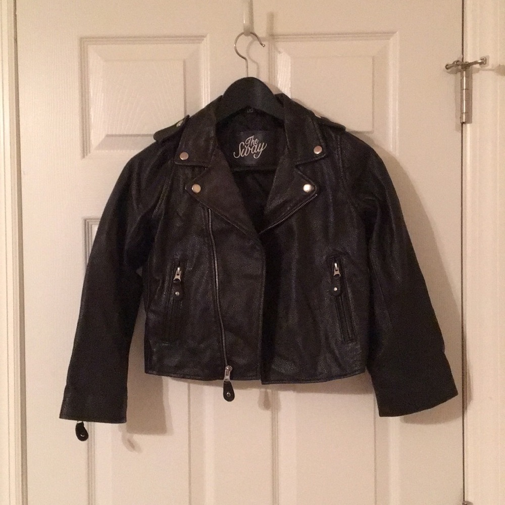 The Sway cropped leather jacket sz s